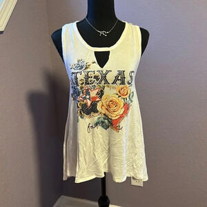 White Rhinestone Texas Tank